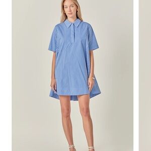 English Factory Navy and White Striped Dress